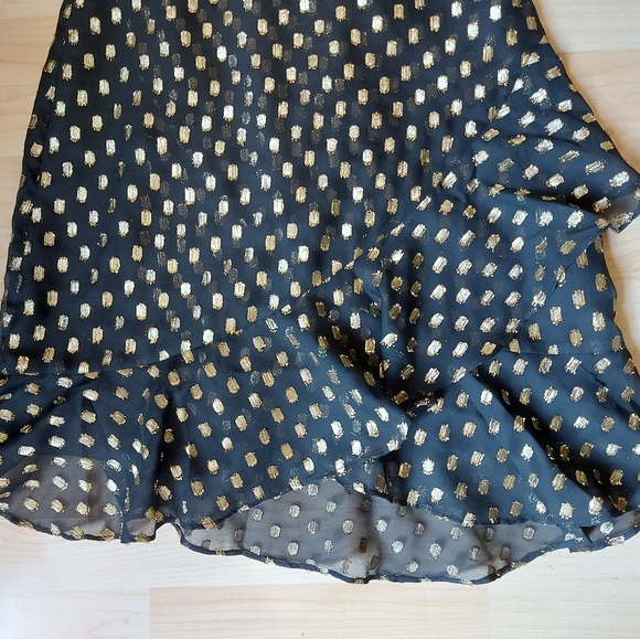 Banana Republic Black & Gold Metallic Ruffle Dress - Picture 2 of 10